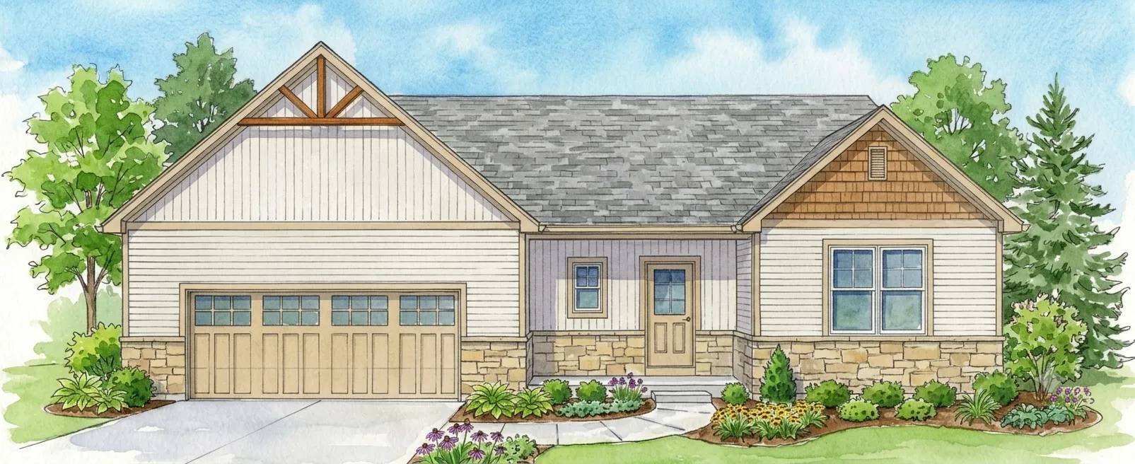 Aurelia ranch front elevation rendering