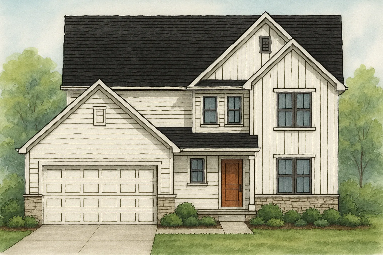 Juniper colonial front elevation rendering