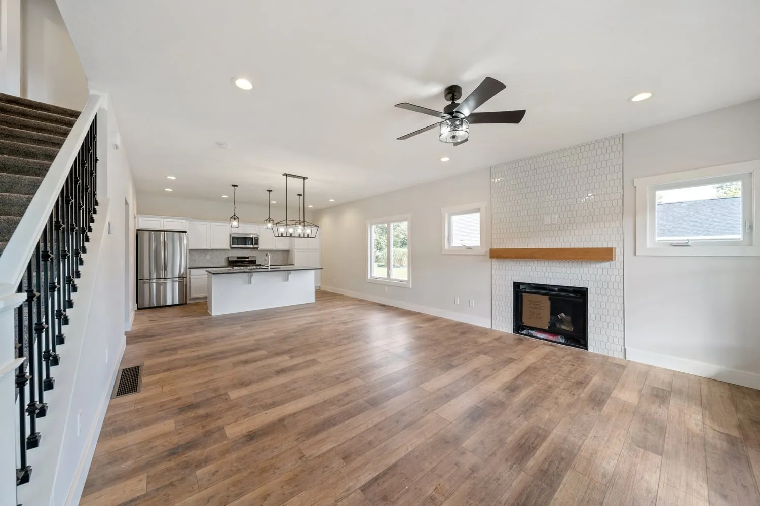 Open great room and kitchen