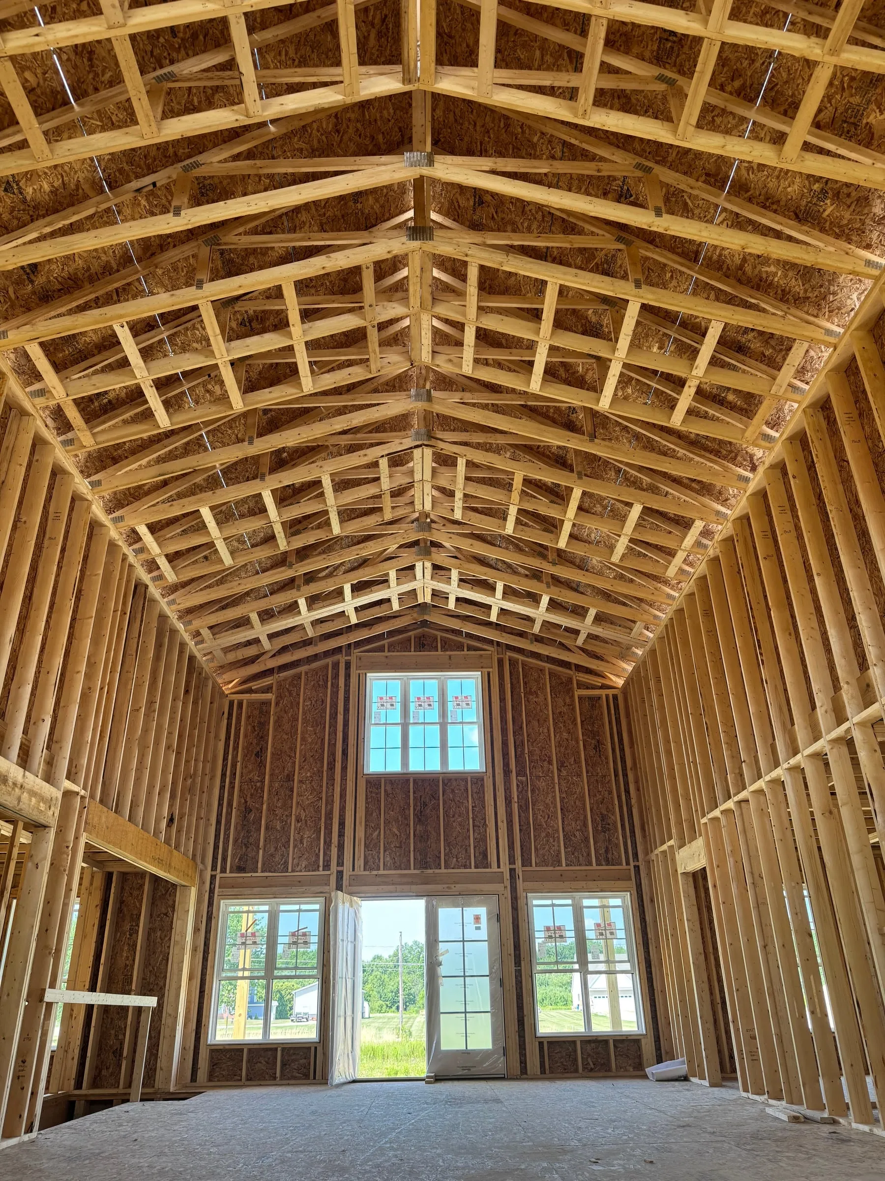 Vaulted roof framing from inside